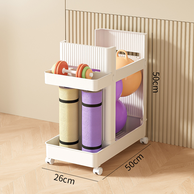 Home Gym Folding Rack - رف تخزين حصيرة اليوجا بعجلات متعدد