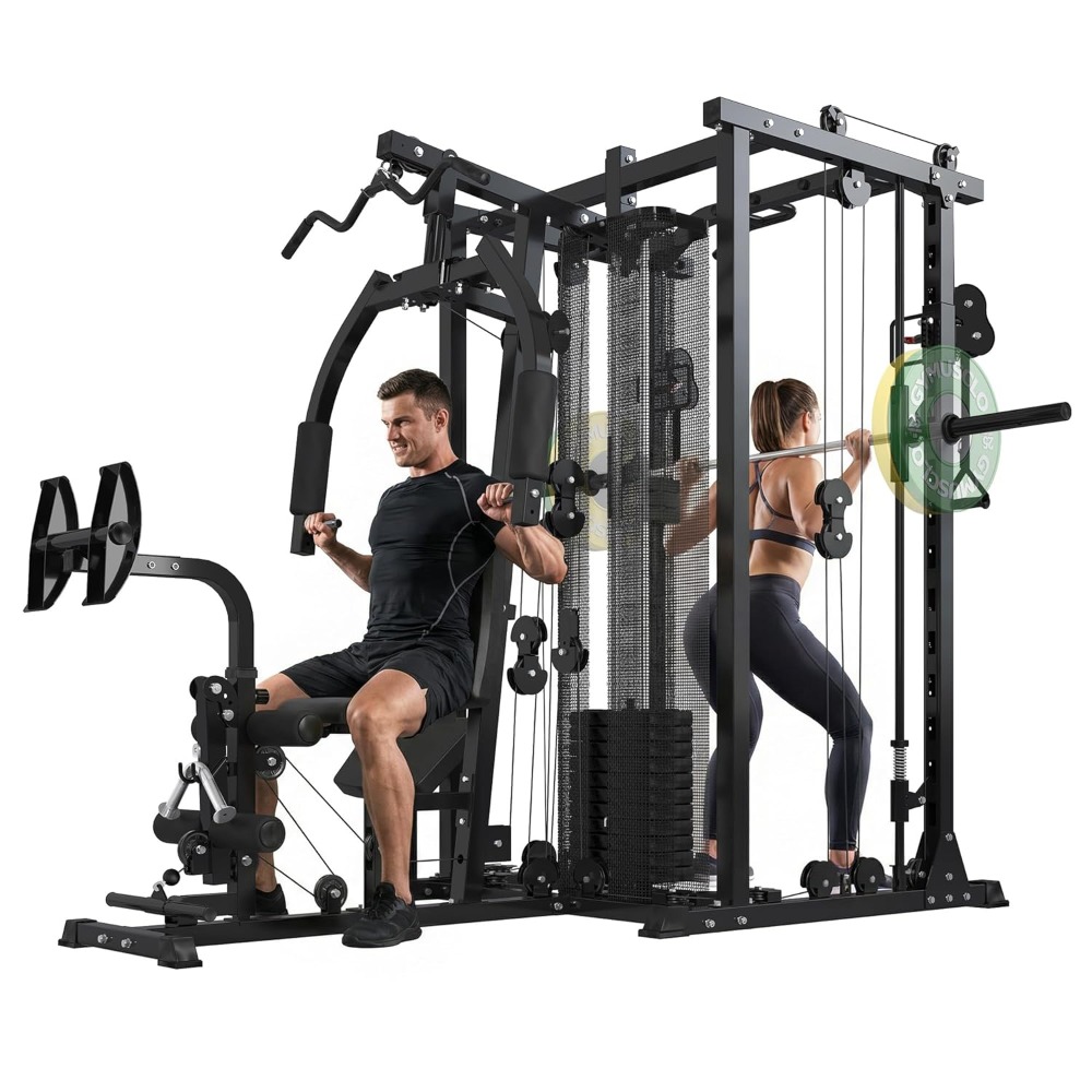 Home Gym Cable Machine With Weight Stack - جهاز سميث متعدد الوظائف للتدريب المنزلي