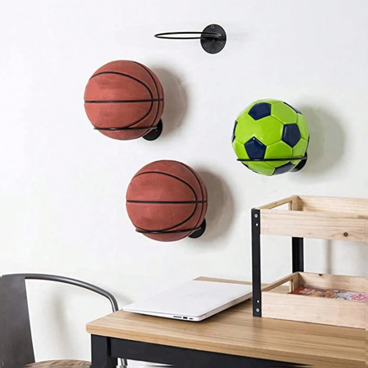 Home Gym Folding Rack - حامل كرة سلة مثبت على الحائط
