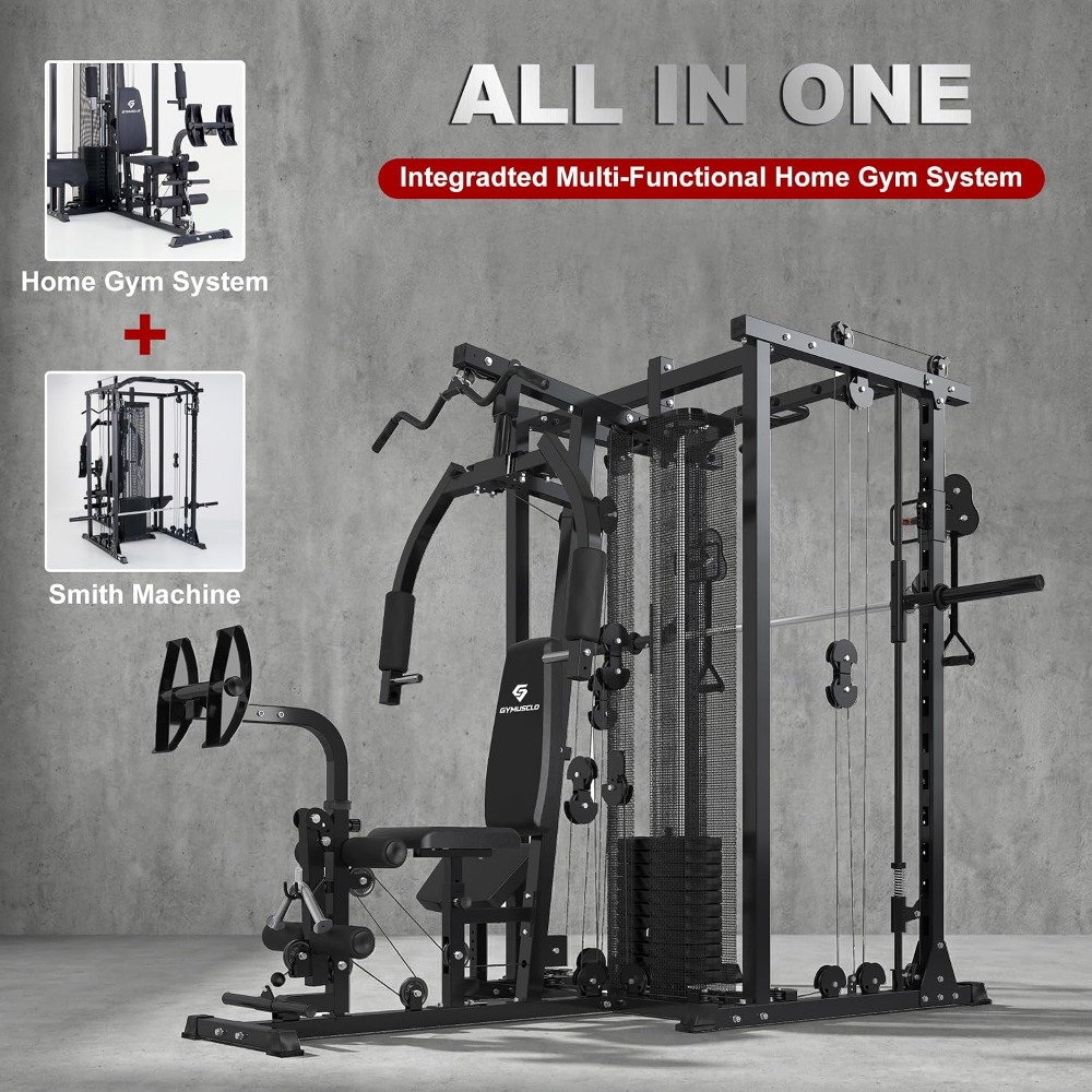 جهاز سميث متعدد الوظائف للتدري - مراجعة Home Gym Cable Machine With Weight Stack وسعره