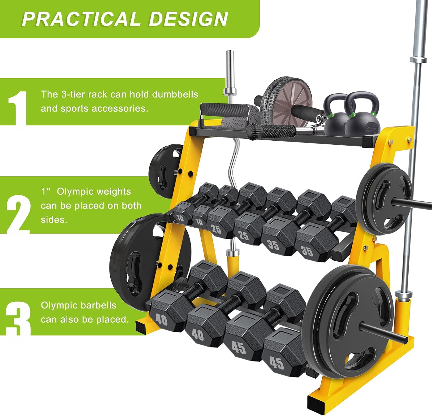 حامل دمبل ثلاثي الطبقات شديد ا - مراجعة Home Gym Yellow وسعره