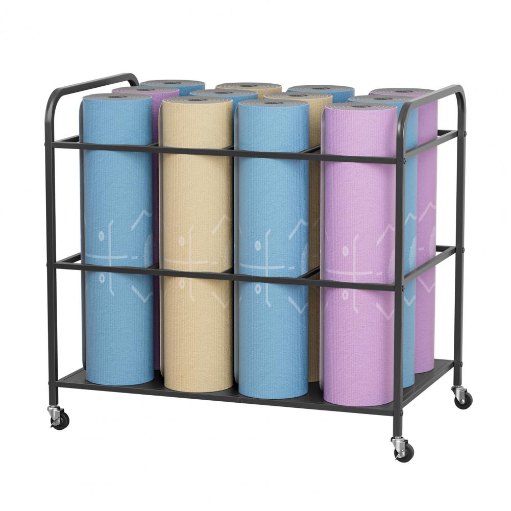 رف تخزين لحصيرة اليوغا مع عجلا - مراجعة Home Gym Folding Rack وسعره