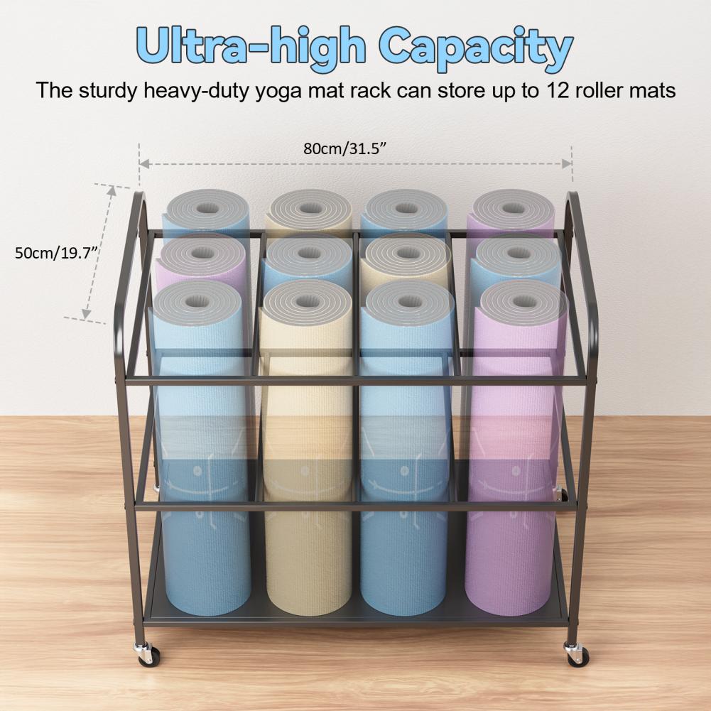 رف تخزين لحصيرة اليوغا مع عجلا - مراجعة Home Gym Folding Rack وسعره